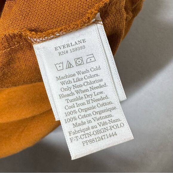 EVERLANE / burnt rust orange short sleeve organic cotton polo shirt / M - Picture 5 of 7